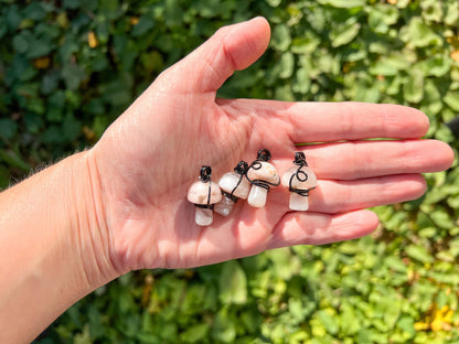 Flower Agate Mushroom Necklace