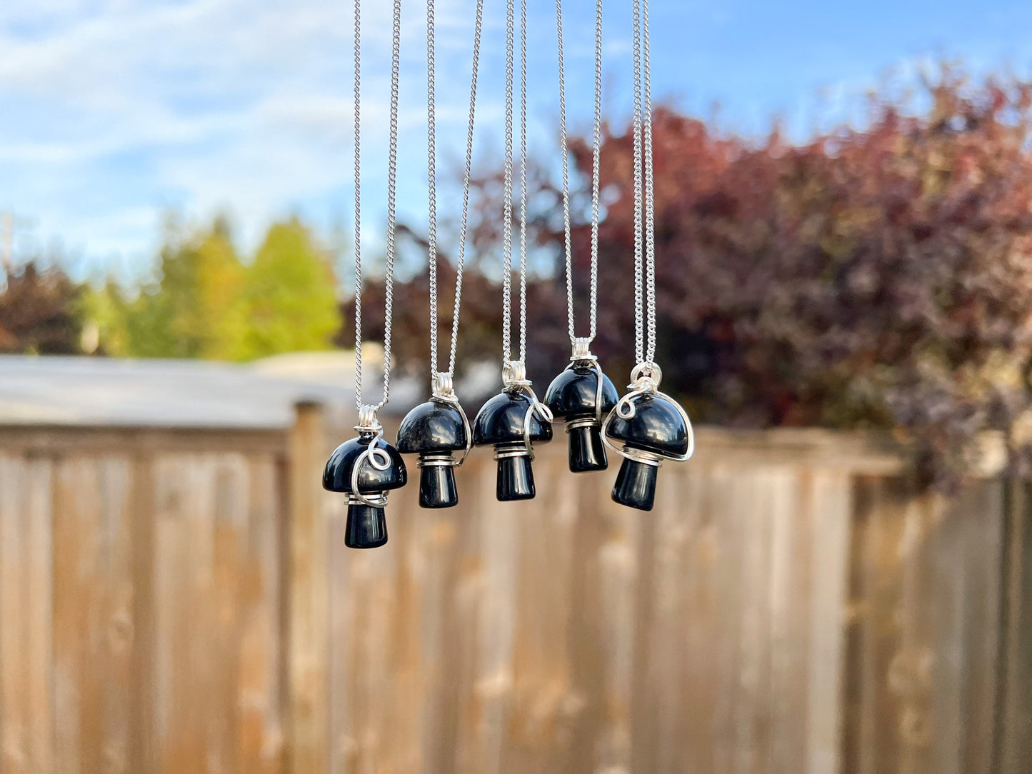 Black Obsidian Mushroom Necklace