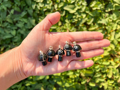 Black Obsidian Mushroom Necklace