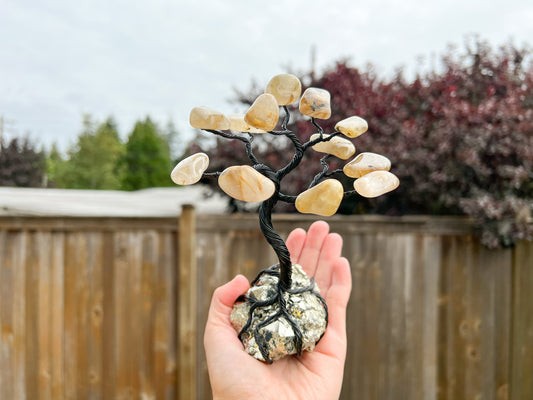 Pyrite and Rutilated Quartz Crystal Tree