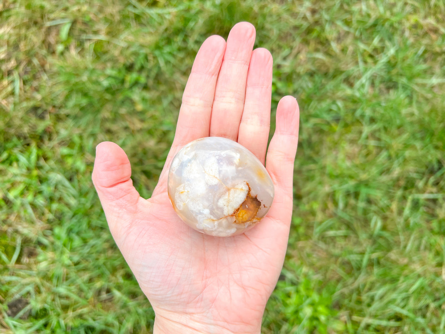 Flower Agate Palm Stone