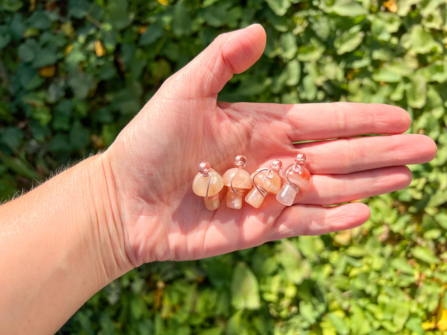 Flower Agate Mushroom Necklace