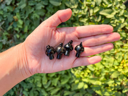 Black Obsidian Mushroom Necklace