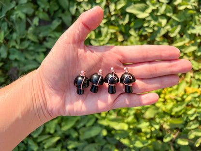 Black Obsidian Mushroom Necklace