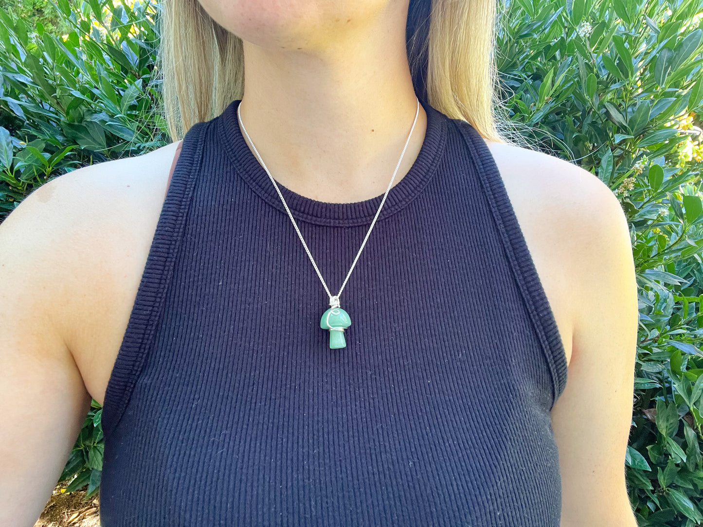 Green Aventurine Mushroom Necklace