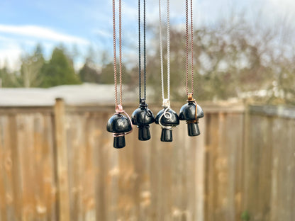 Black Obsidian Mushroom Necklace