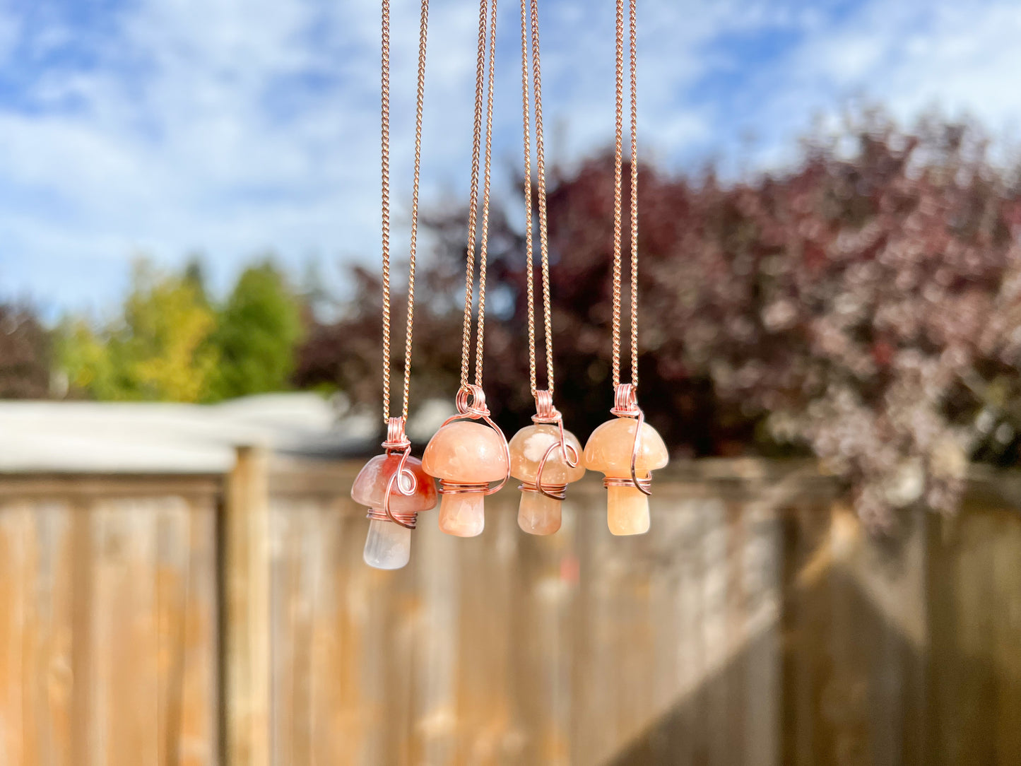 Flower Agate Mushroom Necklace