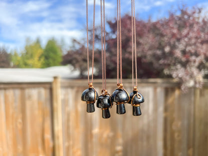 Black Obsidian Mushroom Necklace