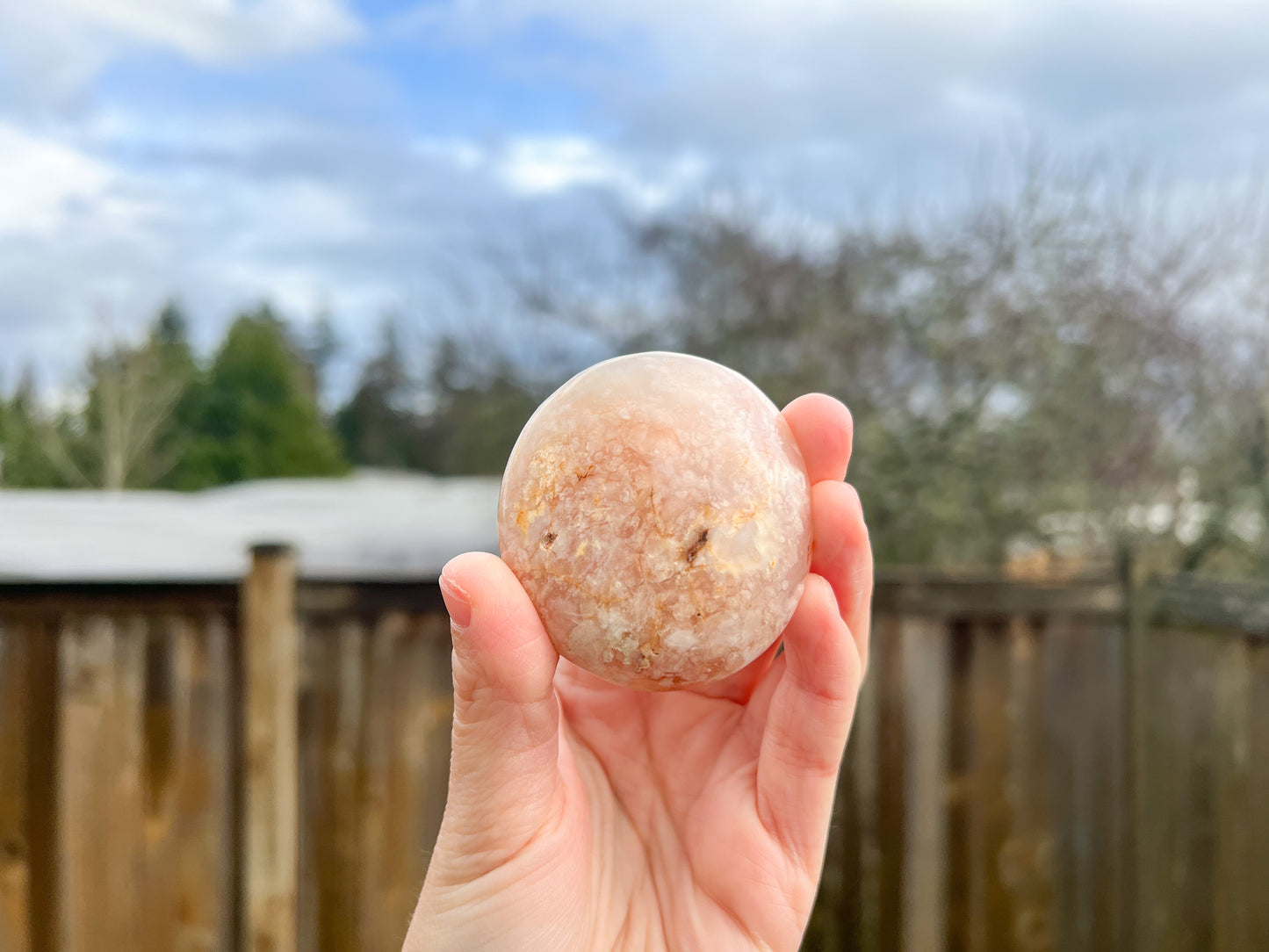 Flower Agate Palm Stone