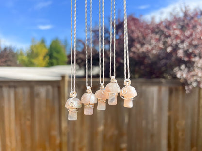 Flower Agate Mushroom Necklace